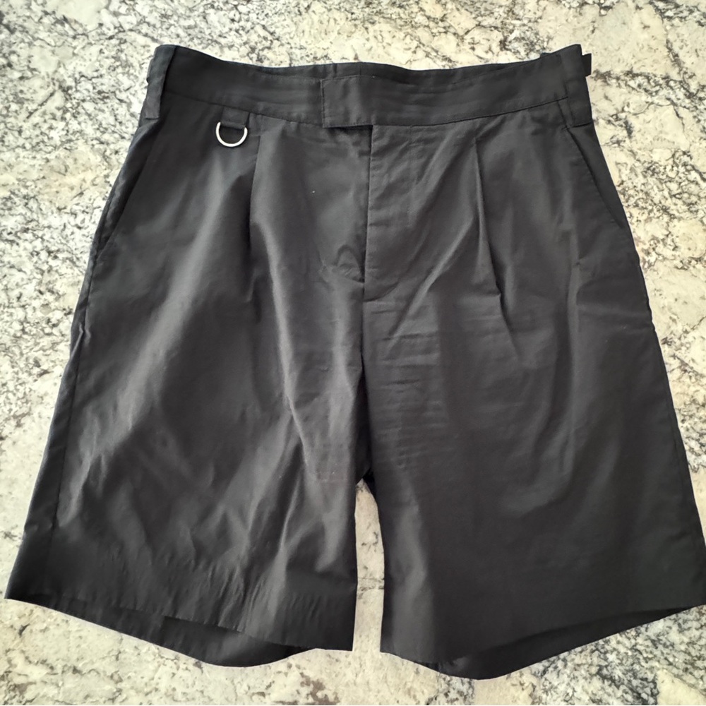 Stella McCartney Black Flat-Front Men’s Shorts with D-Ring